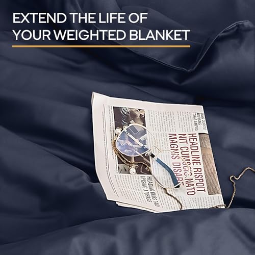 Image of ZonLi 60 inchx80 inch Navy Blue Duvet Cover, Oeko-texCertified 100% Cotton, Queen Size RemovableDuvet Cover for Weighted Blanket