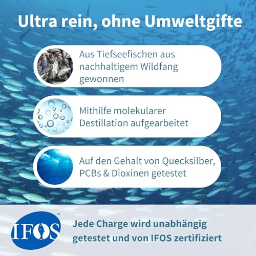 Igennus Hochwertigstes Omega-3 Wildfischöl & Astaxanthin, Triglyceridform rTG, 1360mg, EPA 670 mg & DHA 330mg Omega-3 Fettsäuren, ultra rein; frei von Umweltgiften, Zitronengeschmack, 180 Weichkapseln