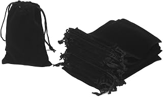 HRX 20 Pack Black Velvet Drawstring Bags 5x7 Inches - Durable Jewelry Pouches for Gifts, Weddings & Travel