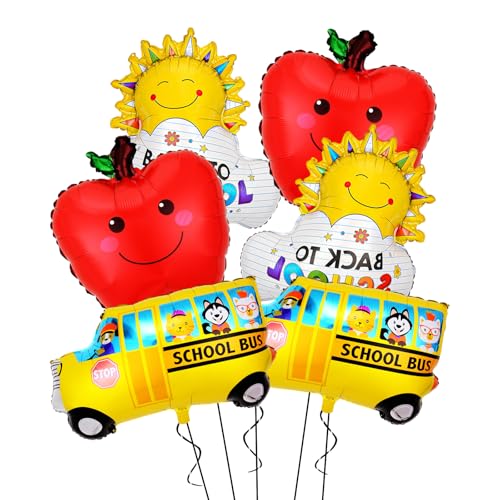 Back To School Balloons School Bus Sun Clouds Apples Foil Balloons for First Day of School Decorations Classroom Decor Kindergarten and Back to School Party Decorations