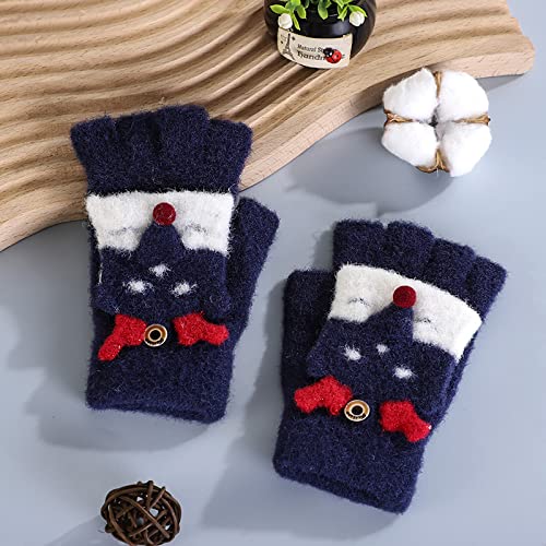 Image of Holiberty Cute Baby Kids Winter Fingerless Gloves Toddler Boys Girls Cartoon Christmas Elk Knit Mittens Warm Snow Gloves 2-8Y