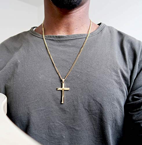 18K Gold Chain Style Cross Pendant Necklace Solid Clasp for Men,Women,Thin for Charms Miami Cuban Link Diamond Cut4