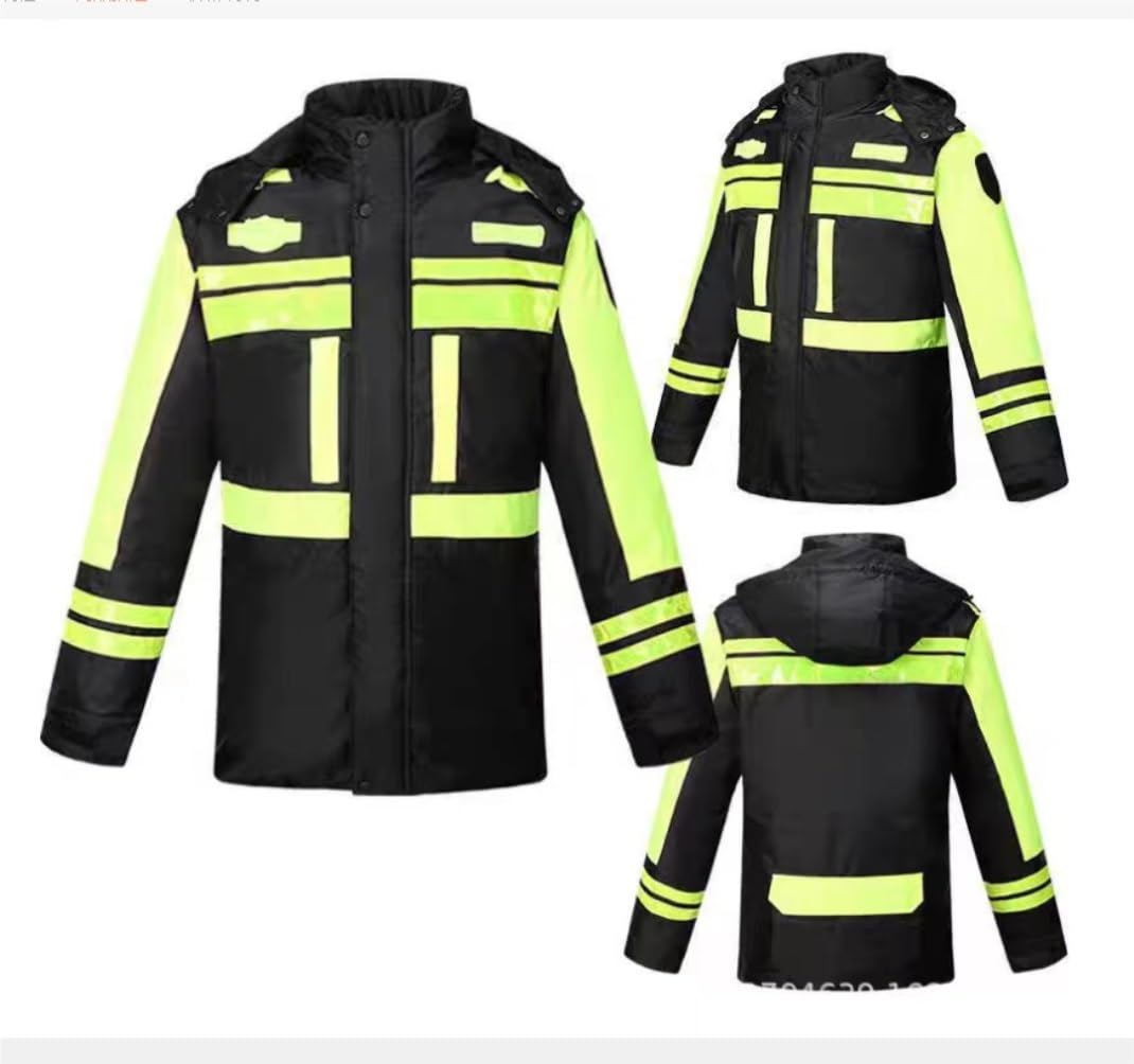 Chaleco Seguridad Chaleco Reflectante Invierno Chaqueta De Algodón Grueso Forro Ropa Trabajo Reflectante Seguridad(Grün,XXL)