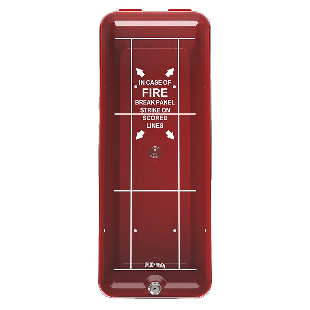 Estintore scatola in PVC grande – Per estintori fino 58 cm fino a 5 kg – Armadio in PVC montato a parete – Per riporre estintori per interni ed esterni – Alloggiamento di emergenza rosso