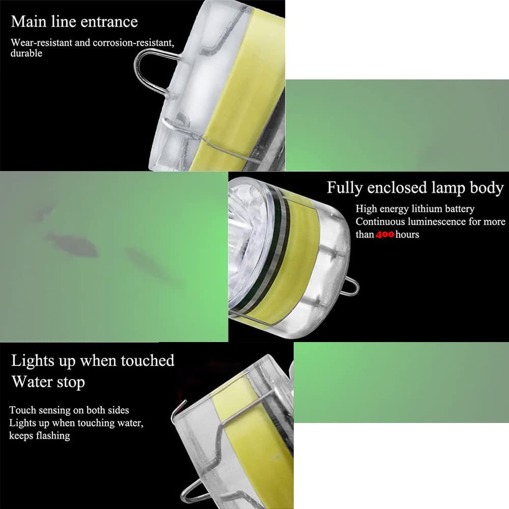 10 Pack Fishing Deep Drop Light LED, Colorful Flashing Strobe LED Fishing Lights, Underwater Fishing Light, Waterproof Attractants Diamond Lure Light for Saltwater Freshwater Tuna