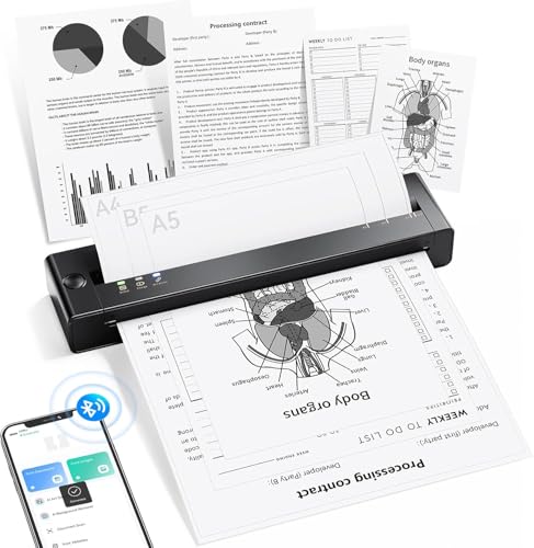 TATTMUSE A28U Imprimante Thermique A4, Imprimante Portable sans Encre pour Papier A4/A5/B5, Imprimantes Matricielles Compatible avec Les iOS et Android, Mini Printer...