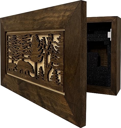 Bellewood Designs Bear in the Woods Hidden Gun Safe - Handcrafted Gun Concealment Decor - Hidden Gun Shelf with Magnetic Lock for Quick Access - Hidden Wall Safe for Secure Storage - Made in USA thumbnail 4