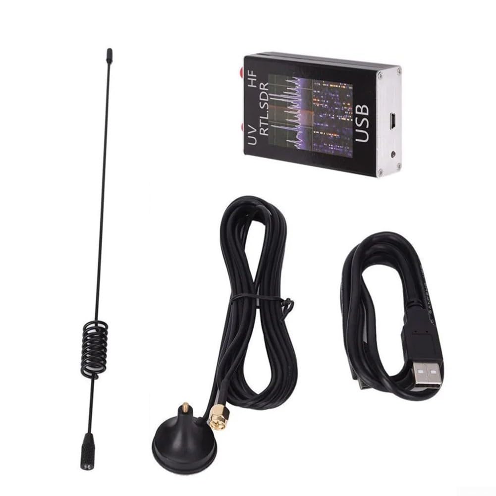 Récepteur tuner USB RTL-SDR 100 kHz 1,7 GHz avec RTL2832U+R820T2, boîtier en aluminium, prend en charge les ondes courtes, VHF/UHF, AM, NFM, FM, SSB, CW avec câble USB et antenne test, argenté