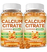 Calcium Citrate Gummies - 1200mg Calcium Gummies Supplements for Women &amp; Men with Vitamin D3, K2,...