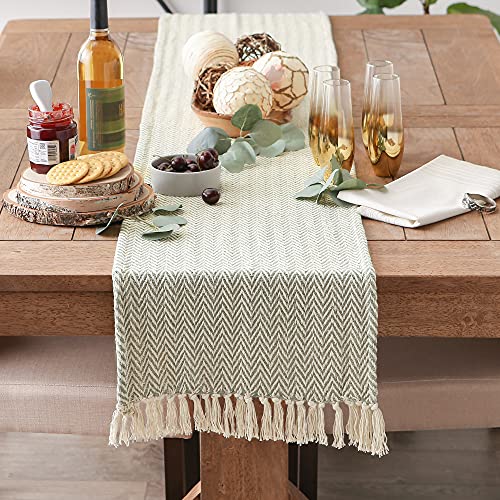 DII Woven Basic Tabletop Collection, Chevron Table Runner, 15x108, Artichoke by DII - Image 2