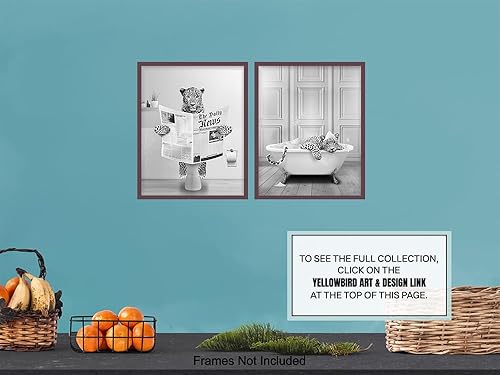 Miniatura 7 de Leopard Print Kids Bathroom Set - Big Cat funny Bathroom Wall Art & Decor - Cute Bathroom Pictures - Restroom Sign - Modern Bathroom Decor for Women