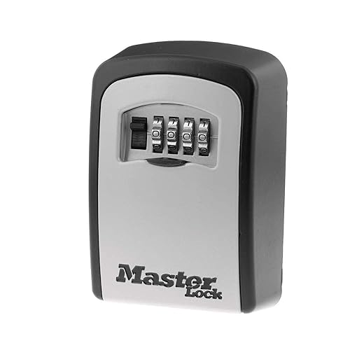 Master Lock Caja de cerrojo de montaje en pared con combinación personalizable, capacidad para 5 llaves, Negra 5401EC