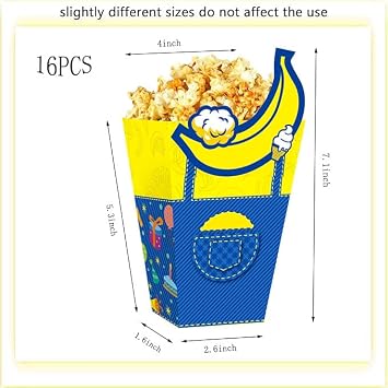 Cartoon Yellow Popcorn Boxes 16pcs Yellow Snack Treat Boxes for Kids Birthday Party Decorations