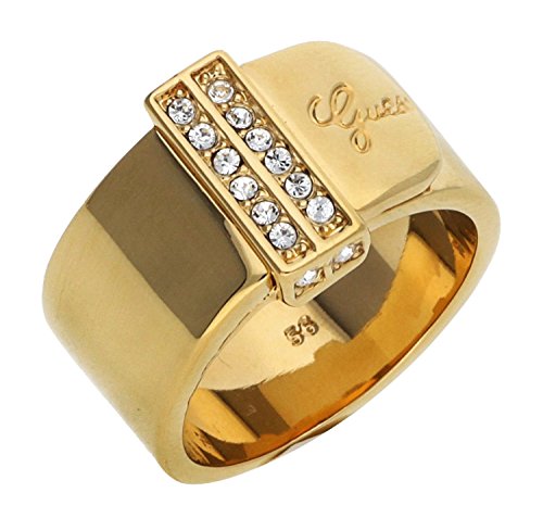 Guess Absolute UBR28512-54 - Anillo para Mujer (Acero Inoxidable, parcialmente Dorado, Cristal Blanco, Talla 54 (17,2)