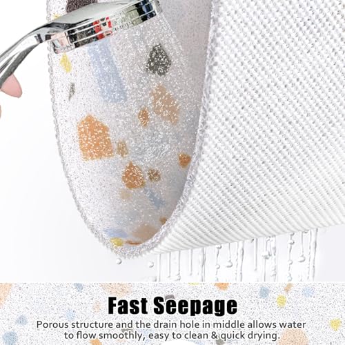 Image of Square Shower Mat Non Slip: 31x31 Inch Shower Floor Mat with Drain Hole in Middle, Super Soft and Comfortable PVC Loofah Massage Bath Mat for Shower, Anti Slip Shower Stall Mat, Quick Drying