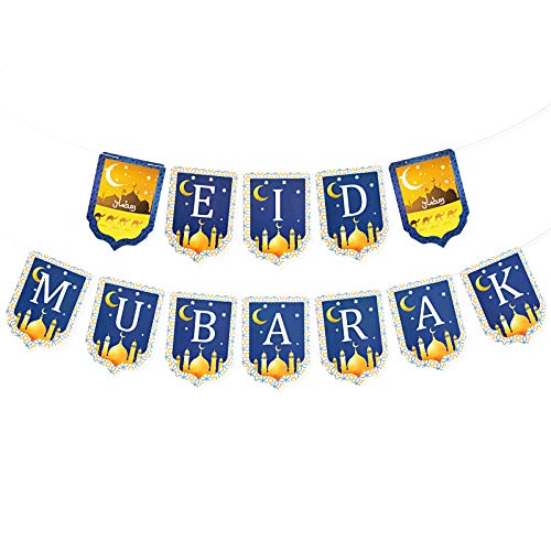 Eid Mubarak Banner Decoratie DIY Ramadan Bunting Garland voor Thuis EID Ramadan Kareem Feestbenodigdheden