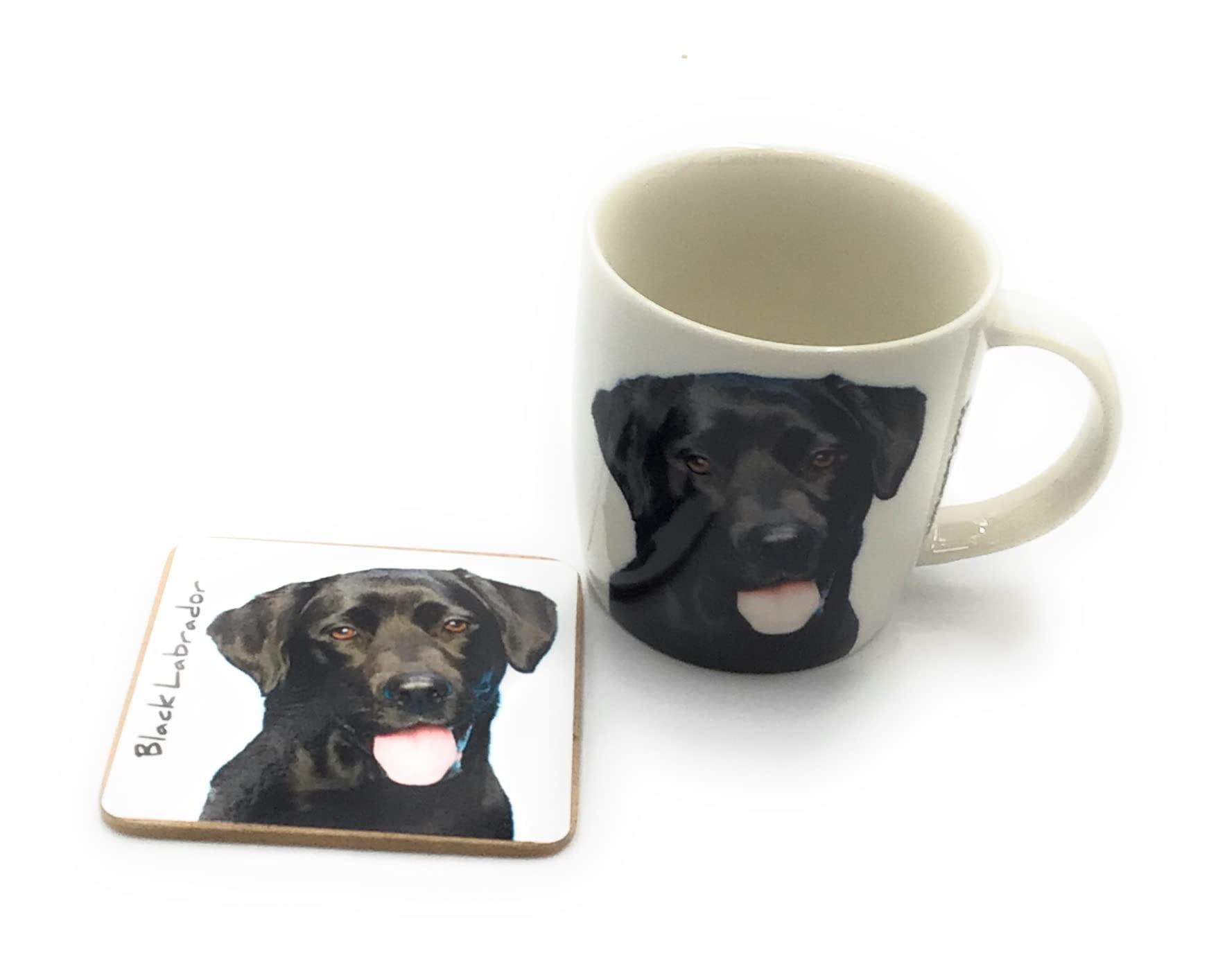 Black Labrador mug and coaster set