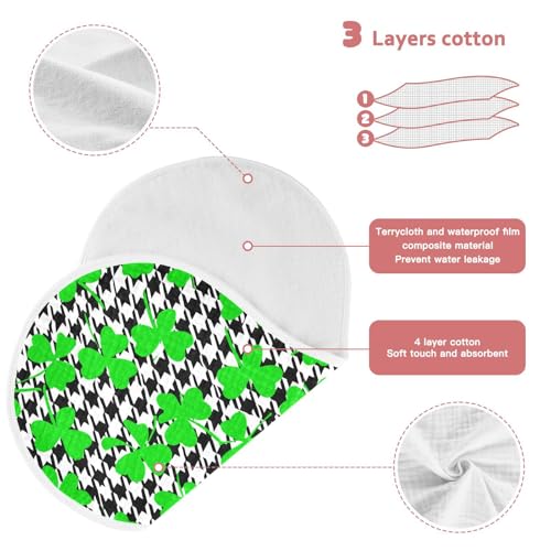 Houndstooth Clover Leaves Baby Burp Cloths Baby Bibs Burp Clothes Cotton Burping Cloths for Babies Burp Cloth Curved Absorbent Washcloths for Newborn Baby Boy Girl Essentials,2 Pack4
