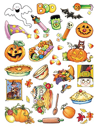 Mary Engelbreit Year-Round Holidays Sticker Value Pack - 109 Stickers, Three 8-1/2" X 11" Sheets, Great For Teachers, Students, Scrapbooking, Diy Arts And Crafts, Gift Wrap #TOP3