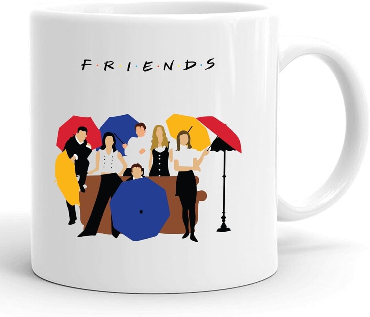 Spoil Your Wall FRIENDS TV Series Coffee Mug – 11oz White Ceramic – Central Perk Design Featuring Iconic Characters – Fun Gift for Fans, Birthdays & Office Use