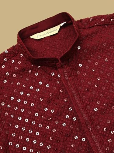 Image of Rajubhai Hargovindas Men Chikankari and Sequin Work Kurta