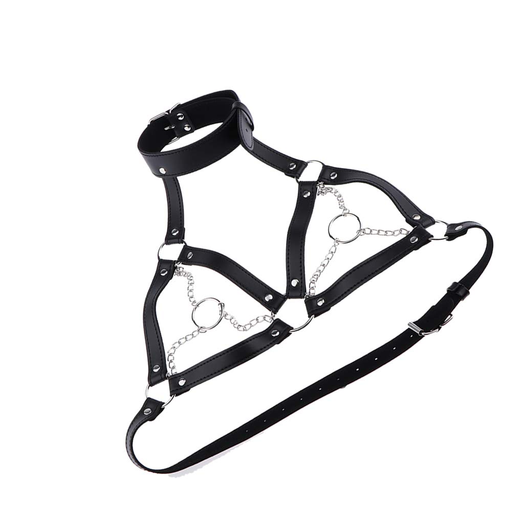 Sexy Black Leather Cage Bra Body Harness Bralette Strap Costume Lingerie-image-36