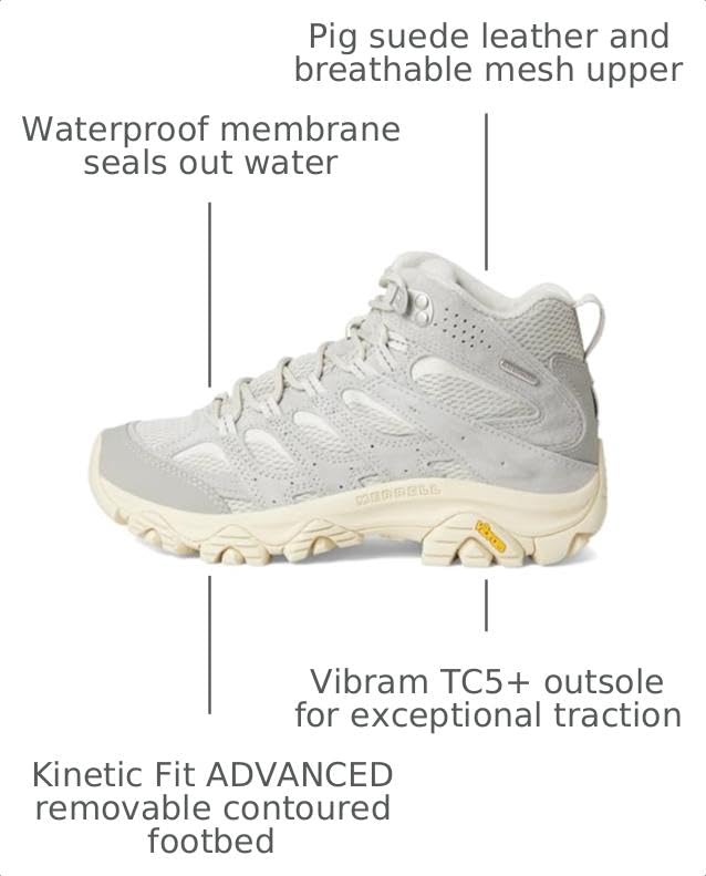 Merrell Women's Moab 3 Mid Waterproof Hiking Boot, Paloma, 8.5 - image 3