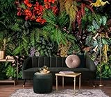 Jdayda Green Leaf Wallpaper Mural Tropical Botanical Leaves Wall Murals for Bedroom Living Room (Not Self-Adhesive)