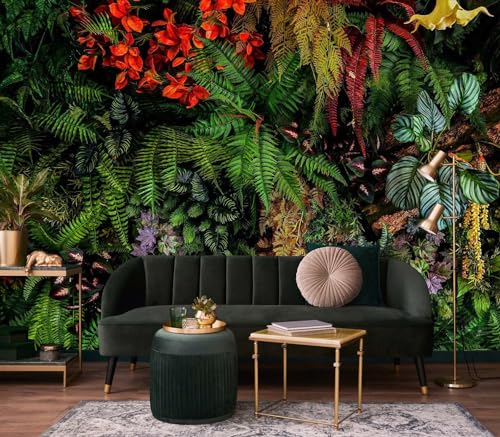 Jdayda Green Leaf Wallpaper Mural Tropical Botanical Leaves Wall Murals