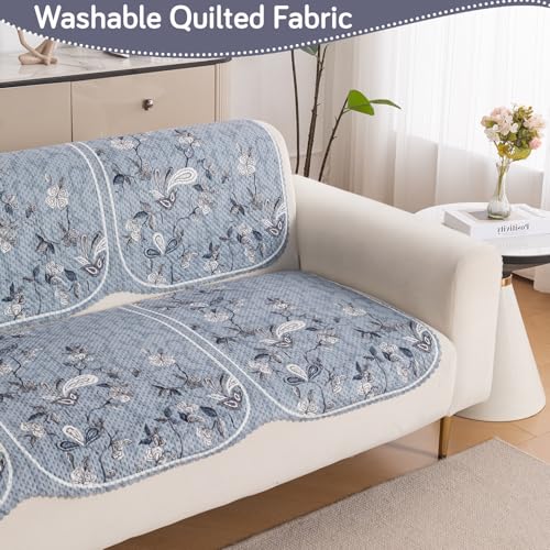 Image of HOKIPO HeavenHue Sofa Cover 5 Seater Panel Set 3+1+1, Frosted Petals