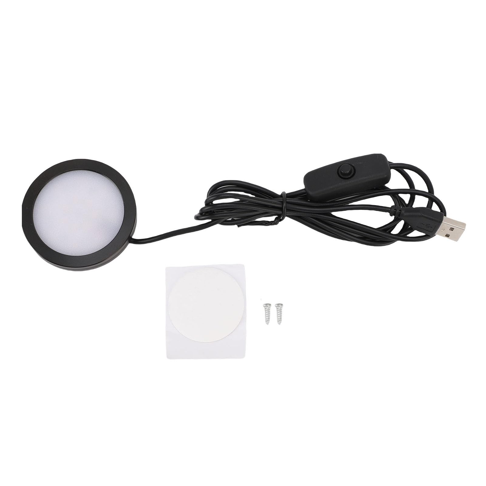 Under Cabinet Lighting, Ultra Thin LED Round Light, 5v USB Plug in Under Cabinet Lighting with 1.5m Cable for Kitchen, Bedroom, Ceiling