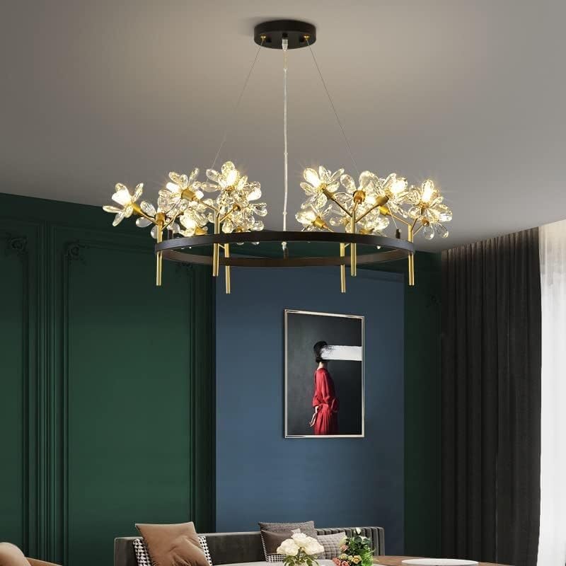 Lustre en cristal pour salon réglable contre les intérieurs sombres