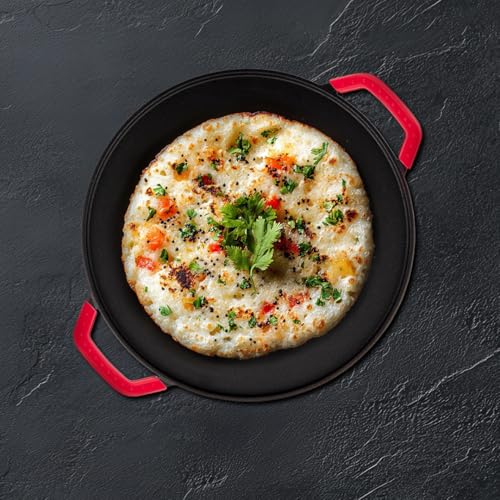 Image of Pigeon Pre-Seasoned Cast Iron Tawa 30cm |Pre-Seasoned with 100% Vegetable Oil |Naturally Nonstick |High Pressure Casting |Toxin-Free |Double Side Handles|Induction & Gas Stove Compatible