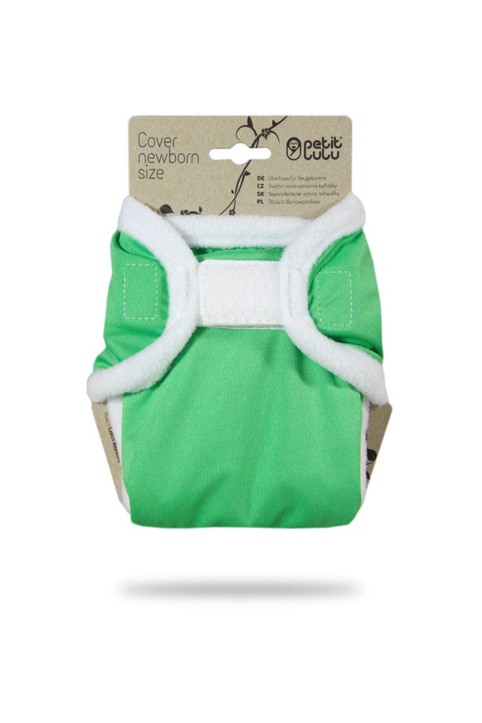 Cover Petit Lulu | Taglia neonato | Hook & Loop | Pannolini lavabili | | Pannolino di stoffa | Prodotto in Europa (Green)