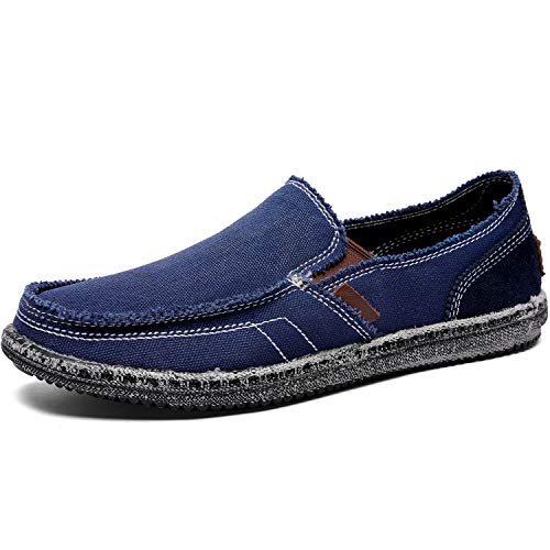 CASMAG Casual Cloth Shoes Canvas Slip-on Loafers Shoes for Men Outdoor Leisure Walking Blue 8.5 M US