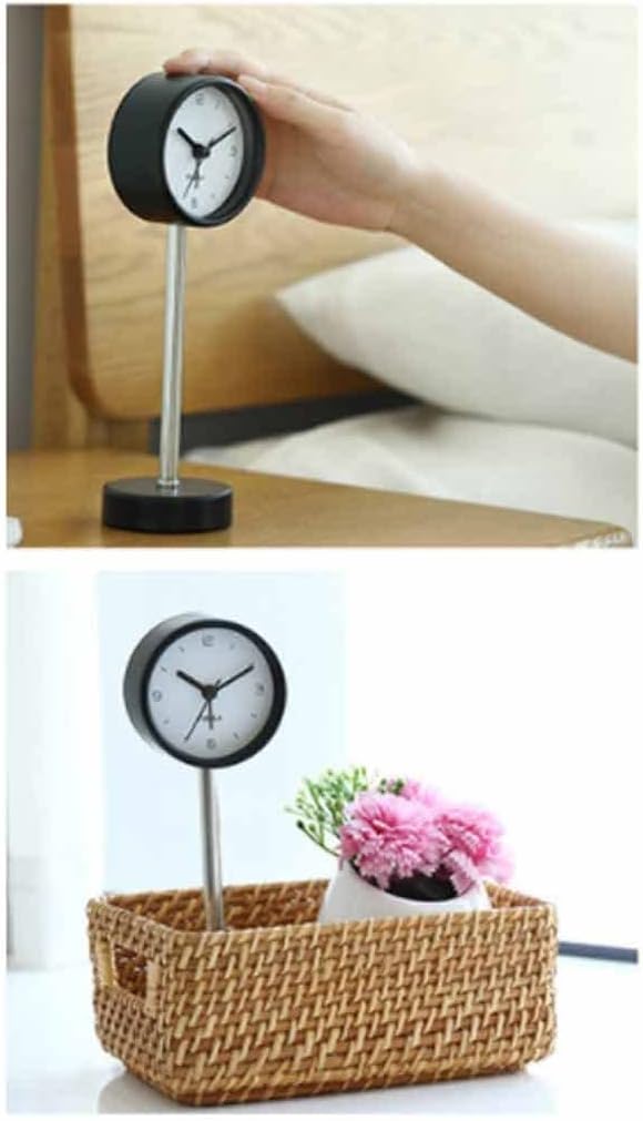 FMURY Straight Pole Vertical Clock Home Desktop Vertical Clock Small Metal Straight Pole Alarm Clock