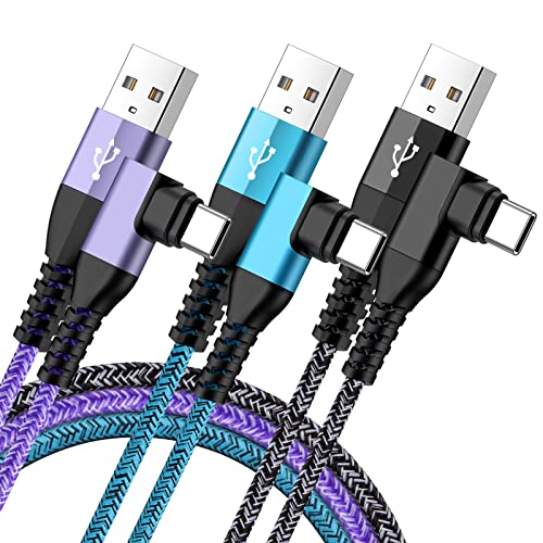 USB C Android Phone Charger Cable Fast Charging 3.1A Power Cord 3 Pack 6FT 90 Degree Type A to C for Google Pixel 9 Pro XL 8a 8 7a 7 Pro,Samsung Galaxy A16 A35 A14 A54 S24 S23 Ultra A15 A25 S22 S21 FE