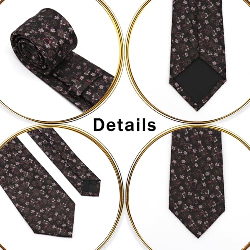 Image of Floral Ties for Men Satin Mens Tie Flower Printed Neck Tie Wedding Party Business