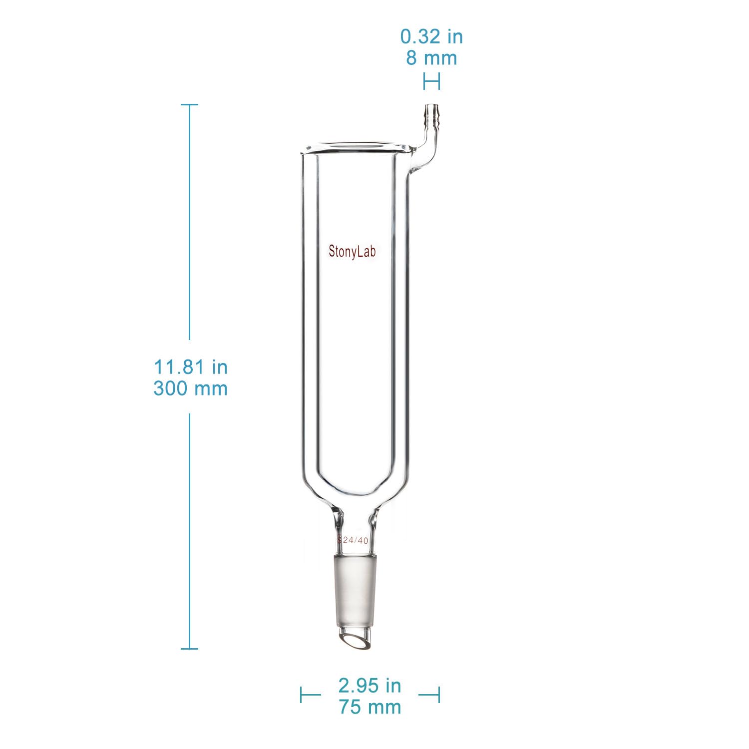 stonylab Dewar Kondensator, Borosilikatglas Kühlfinger Kondensator Trockeneis Kondensator Labor Kondensator mit 24/40 Gelenk Unterer Tropfspitze, 200 mm Mantellänge und 40 mm Innendurchmesser