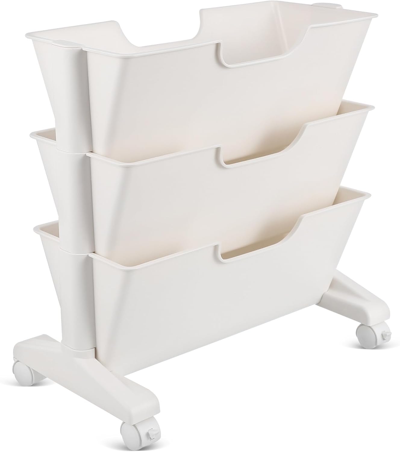 PRETYZOOM Movable Bookshelf on Wheels Rolling Storage Cart for Classroom and Office Mobile Bookcase Lockable Wheels Adjustable Height Multifunctional Organizer for Home and School