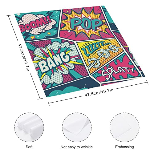 Cloth Napkins Retro Pop Art Soft Comfortable Napkins 4 Pcs For Family Dinners Weddings Cocktail Kitchen Banquet #TOP1