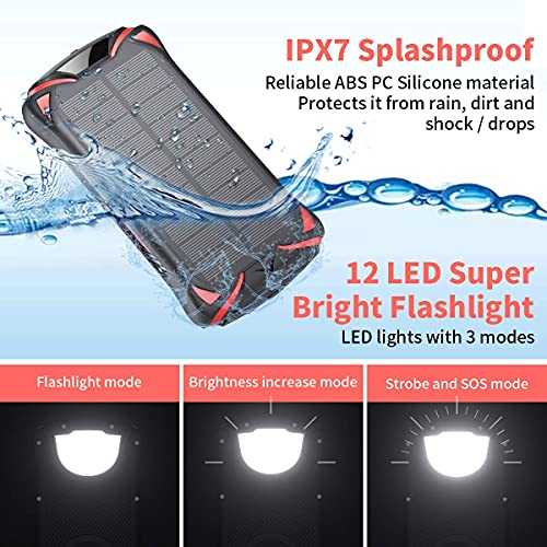 Chargeur Portable sans Fil Aikove 10W 30000mAh PD 18W Batterie Externe Solaire, Batterie Externe QC 3.0 avec 3 entrées et 4 Sorties (Qi et USB C) Super Lampe de Poche, étanche pour l'extérieur Chargeur Portable sans Fil Aikove 10W 30000mAh PD 18W Batterie Externe Solaire, Batterie Externe QC 3.0 avec 3 entrées et 4 Sorties (Qi et USB C) Super Lampe de Poche, étanche pour l'extérieur