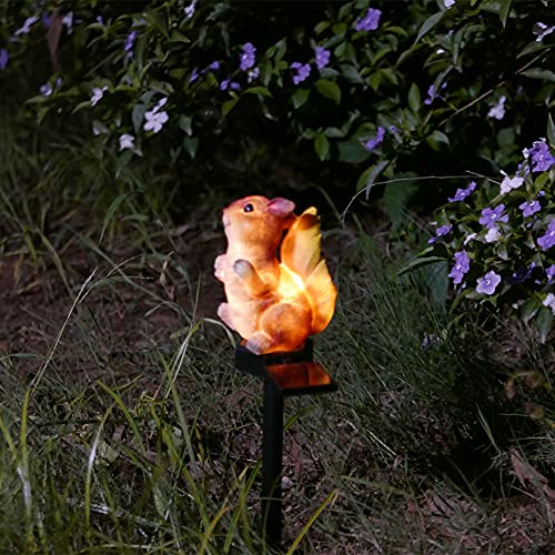 Juliahestia Squirrel Garden Decor Solar Lights Outdoor Stakes Decorative Statue Patio Yard Lawn Porch Housewarming Cute Animal Figurines Ornaments Pathway Resin Waterproof #TOP5