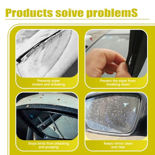 Image of 5-piece Car Side Mirror and Windshield Wiper Covers, Waterproof Sunproof 170T-210T Silver Coated Fabric, Front & Rear Side Mirror and Wiper Covers, Universal Fit for Most Cars (Black)