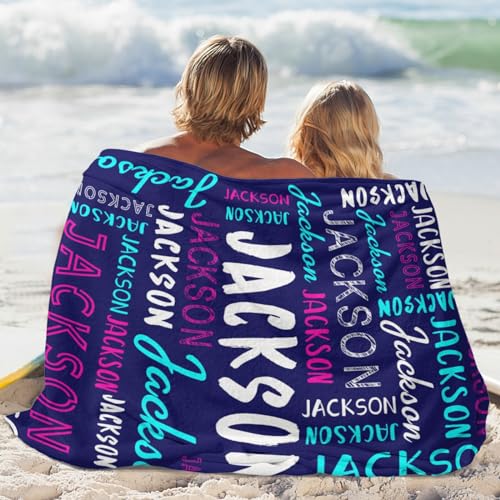 Personalized Name Blanket Customized Baby Blankets for Girls Boys Adults Monogrammed Blankets and Throws Christmas Birthday Mothers Fathers Valentines Day Gift