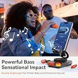 Uchwyt na Telefon z Głośnikiem Bluetooth, Czysty Dźwięk 5W, Gniazdo Karty TF (microSD), Odtwarzanie Muzyki bez Smartfona, Regulowany Stojak, Do 10 Godzin Odtwarzania(Czarny/Czerwony retro)