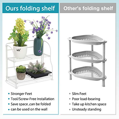 Gemitto Spice Rack Organizer For Countertop With Adhesive Backing 2 Tier Heavy Duty Metal Kitchen Cabinet Organizer Spice Holder Shelf Storage Holder For Pantry Bathroom Office (White) #TOP4