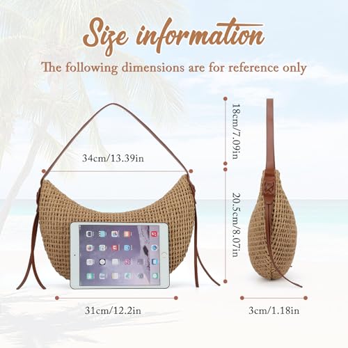 Emprier Straw Shoulder Bag for Women Raffia Woven Tote Handbag Summer Beach Purse Trendy Crescent Bag2
