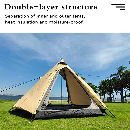 Grote Ruimte Piramide Tipi Tent Ultralichte Familie Camping Tent Winddicht Outdoor Tipi Tent voor Volwassenen 4 Persoon Dubbellaagse Tenten - Afbeelding 3