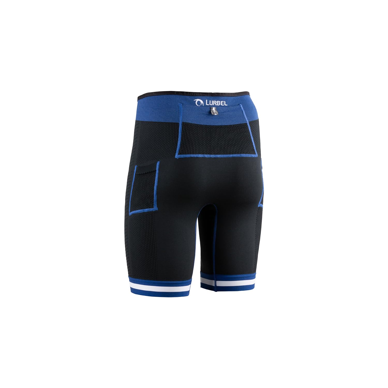 Lurbel Spirit Flux Shorts, Mallas Cortas de Hombre, Shorts de Trail Running, Mallas Transpirables y Antibacterianas. (L, Negro/Azul Royal)